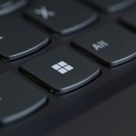 Close-up of a keyboard with a Windows logo key