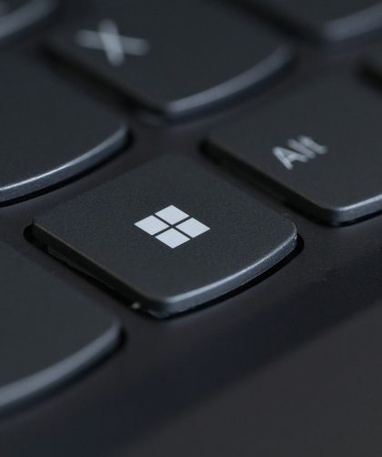 Close-up of a keyboard with a Windows logo key