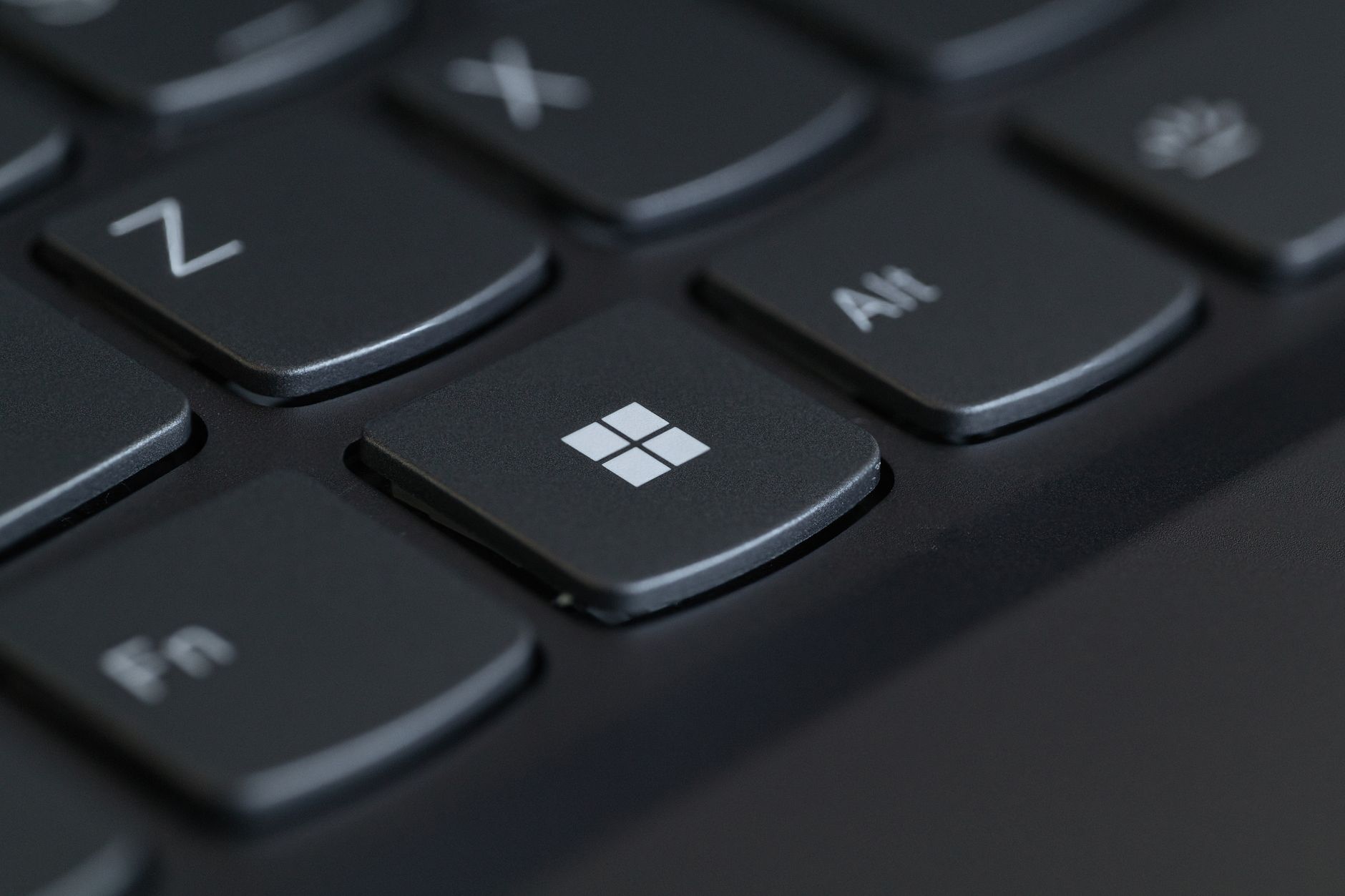 Close-up of a keyboard with a Windows logo key